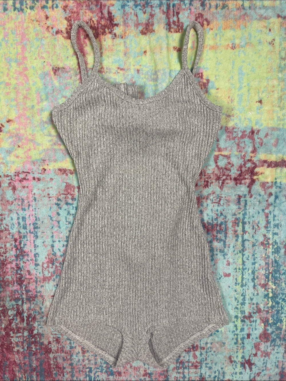 Love Culture Gray Ribbed Knit Romper